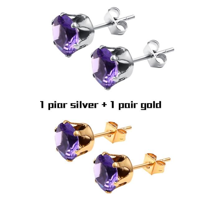 Small Iced Crystal Stainless Steel Stud Earrings