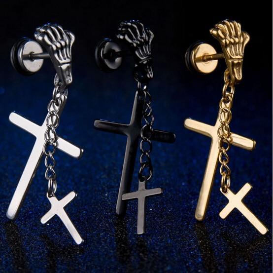 Cross N Bones Stainless Steel Earrings