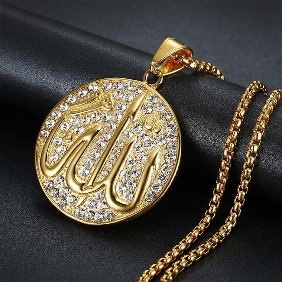 Allah Iced Gold Medal Pendant + Chain - no-stylist-bling